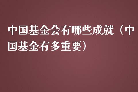 中国基金会有哪些成就（中国基金有多重要）_https://www.ltsssb.com_国际财经_第1张