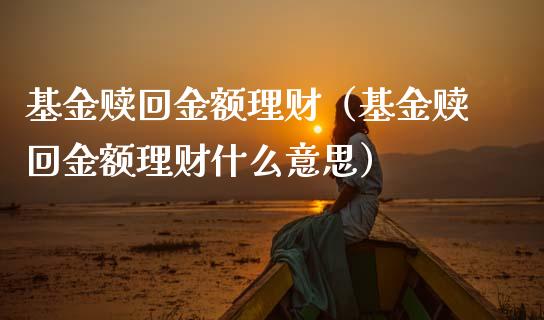 基金赎回金额理财（基金赎回金额理财什么意思）_https://www.ltsssb.com_基金频道_第1张