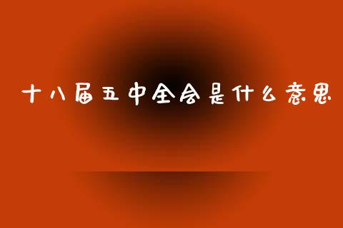 十八届五中全会是什么意思_https://www.ltsssb.com_期货密码_第1张