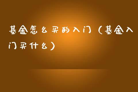 基金怎么买的入门（基金入门买什么）_https://www.ltsssb.com_国际财经_第1张