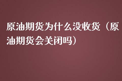 原油期货为什么没收货（原油期货会关闭吗）_https://www.ltsssb.com_期货密码_第1张