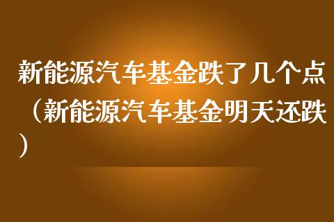 新能源汽车基金跌了几个点（新能源汽车基金明天还跌）_https://www.ltsssb.com_国际财经_第1张