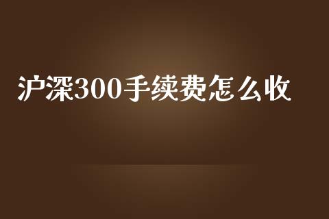 沪深300手续费怎么收_https://www.ltsssb.com_国际财经_第1张