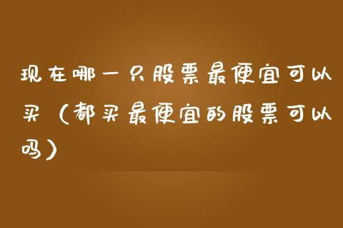 现在哪一只股票最便宜可以买（都买最便宜的股票可以吗）_https://www.ltsssb.com_股票理论_第1张