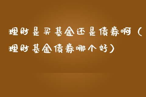 理财是买基金还是债券啊（理财基金债券哪个好）_https://www.ltsssb.com_基金频道_第1张