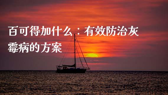 百可得加什么：有效防治灰霉病的方案_https://www.ltsssb.com_期货行情_第1张