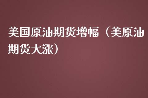 美国原油期货增幅（美原油期货大涨）_https://www.ltsssb.com_期货密码_第1张