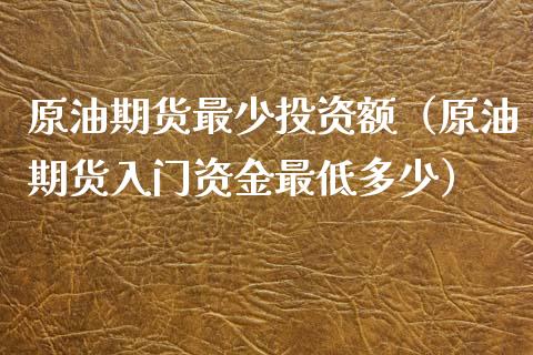 原油期货最少投资额（原油期货入门资金最低多少）_https://www.ltsssb.com_期货密码_第1张