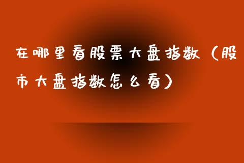 在哪里看股票大盘指数（股市大盘指数怎么看）_https://www.ltsssb.com_股市分析_第1张