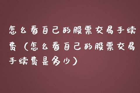 怎么看自己的股票交易手续费（怎么看自己的股票交易手续费是多少）_https://www.ltsssb.com_新股数据_第1张