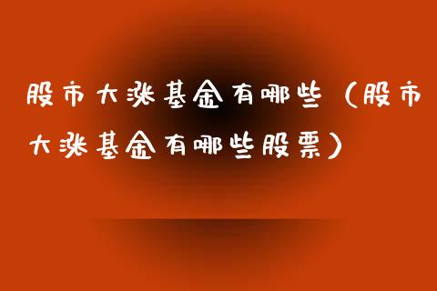 股市大涨基金有哪些（股市大涨基金有哪些股票）_https://www.ltsssb.com_基金频道_第1张