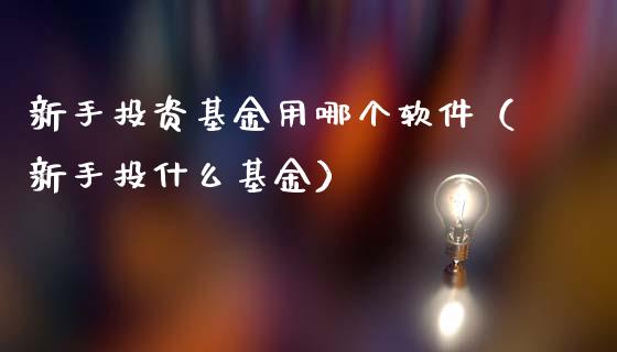 新手投资基金用哪个软件（新手投什么基金）_https://www.ltsssb.com_国际财经_第1张