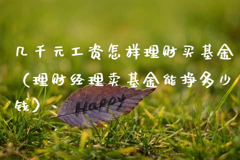几千元工资怎样理财买基金（理财经理卖基金能挣多少钱）_https://www.ltsssb.com_基金频道_第1张
