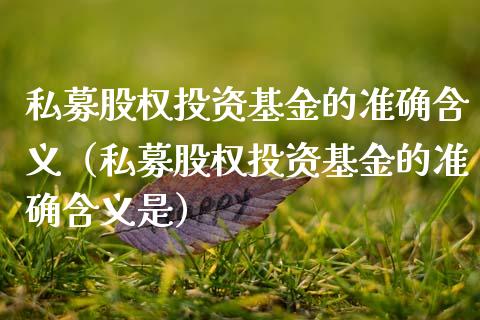 私募股权投资基金的准确含义（私募股权投资基金的准确含义是）_https://www.ltsssb.com_基金频道_第1张
