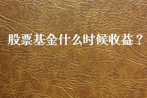 股票基金什么时候收益？_https://www.ltsssb.com_期货密码_第1张