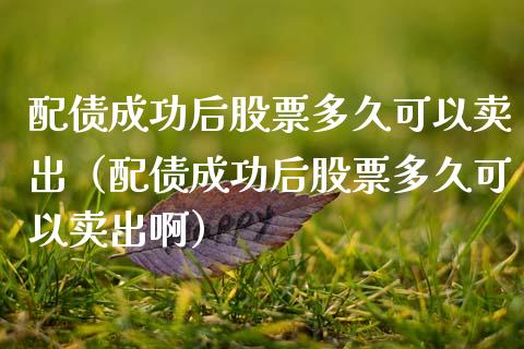 配债成功后股票多久可以卖出（配债成功后股票多久可以卖出啊）_https://www.ltsssb.com_新股数据_第1张
