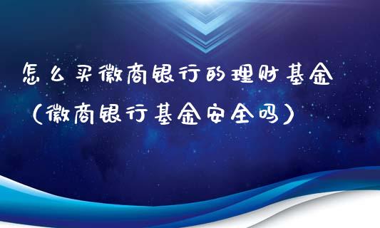 怎么买徽商银行的理财基金（徽商银行基金安全吗）_https://www.ltsssb.com_基金频道_第1张