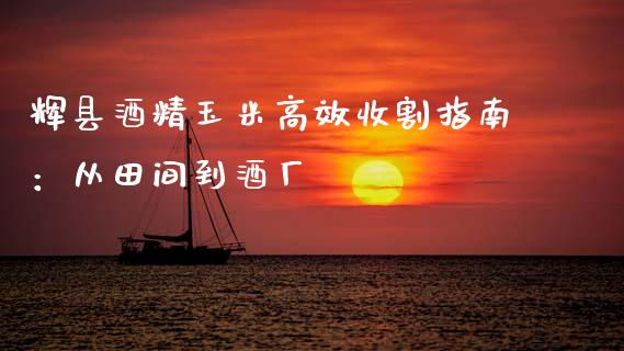 辉县酒精玉米高效收割指南:从田间到酒厂_股市分析_第1张_IT财经网 辉县酒精玉米高效收割指南:从田间到酒厂_https://www.ltsssb.com_股市分析_第1张