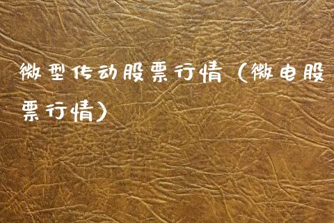 微型传动股票行情（微电股票行情）_https://www.ltsssb.com_股市分析_第1张
