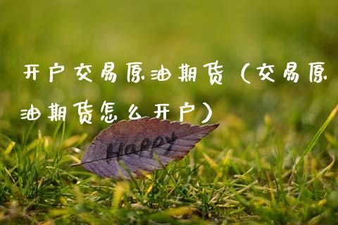开户交易原油期货（交易原油期货怎么开户）_https://www.ltsssb.com_期货密码_第1张