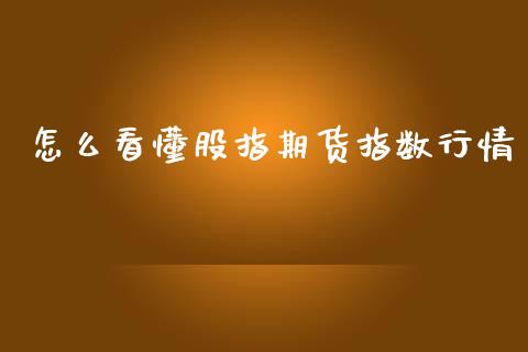 怎么看懂股指期货指数行情_https://www.ltsssb.com_期货在线_第1张