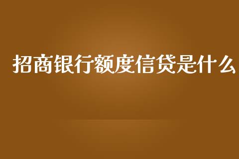招商银行额度信贷是什么_https://www.ltsssb.com_股票理论_第1张