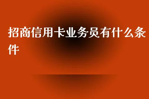 招商信用卡业务员有什么条件_https://www.ltsssb.com_基金频道_第1张