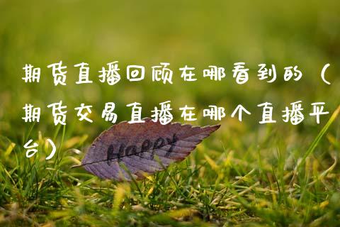 期货直播回顾在哪看到的（期货交易直播在哪个直播平台）_https://www.ltsssb.com_期货在线_第1张
