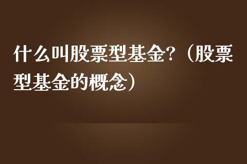 什么叫股票型基金?（股票型基金的概念）_https://www.ltsssb.com_国际财经_第1张