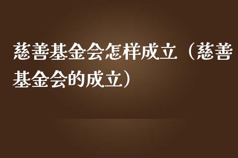 慈善基金会怎样成立（慈善基金会的成立）_https://www.ltsssb.com_国际财经_第1张