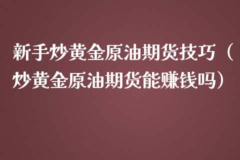 新手炒黄金原油期货技巧（炒黄金原油期货能赚钱吗）_https://www.ltsssb.com_期货密码_第1张