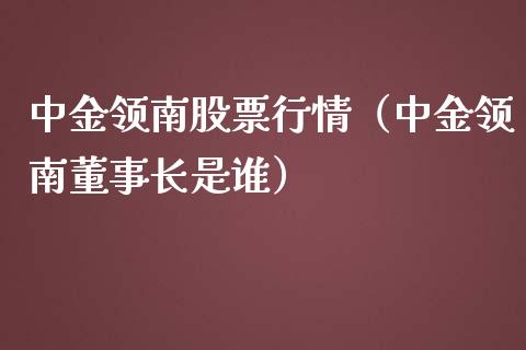 中金领南股票行情（中金领南董事长是谁）_https://www.ltsssb.com_股市分析_第1张