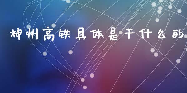 神州高铁具体是干什么的_https://www.ltsssb.com_期货在线_第1张