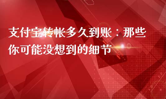 支付宝转帐多久到账：那些你可能没想到的细节_https://www.ltsssb.com_期货在线_第1张