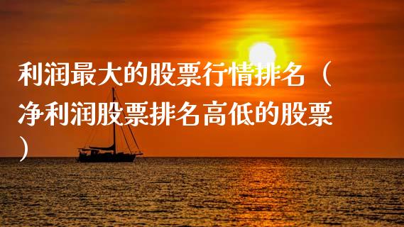 利润最大的股票行情排名（净利润股票排名高低的股票）_https://www.ltsssb.com_股市分析_第1张