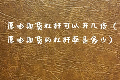 原油期货杠杆可以开几倍（原油期货的杠杆率是多少）_https://www.ltsssb.com_期货密码_第1张