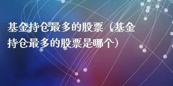 基金持仓最多的股票（基金持仓最多的股票是哪个）_https://www.ltsssb.com_基金频道_第1张
