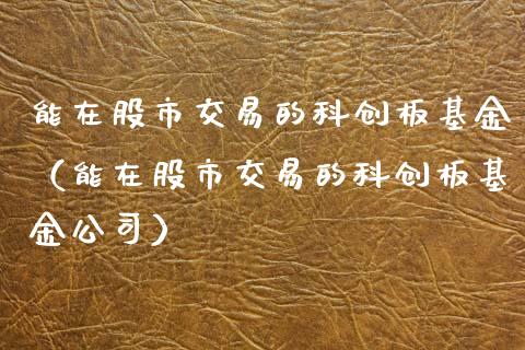 能在股市交易的科创板基金（能在股市交易的科创板基金公司）_https://www.ltsssb.com_基金频道_第1张
