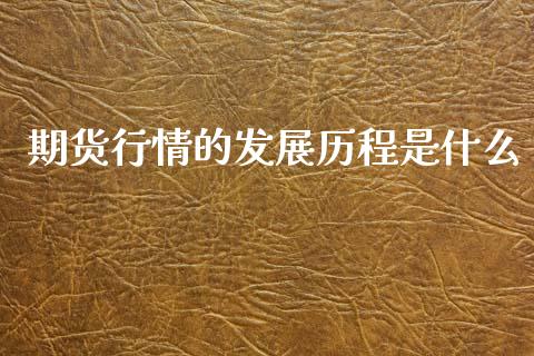 期货行情的发展历程是什么_https://www.ltsssb.com_期货在线_第1张
