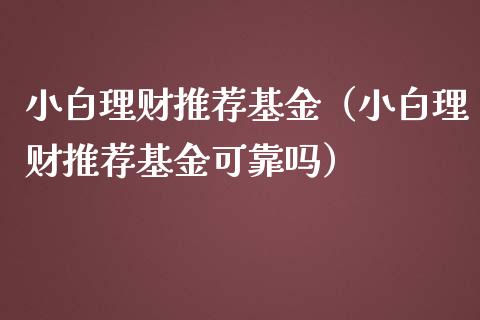 小白理财推荐基金（小白理财推荐基金可靠吗）_https://www.ltsssb.com_基金频道_第1张