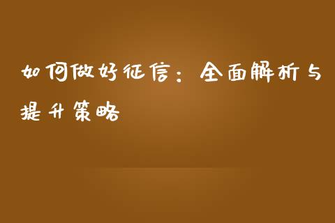 如何做好征信：全面解析与提升策略_https://www.ltsssb.com_国际财经_第1张