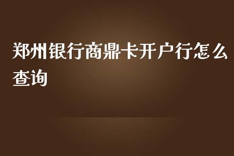 郑州银行商鼎卡开户行怎么查询_https://www.ltsssb.com_期货密码_第1张