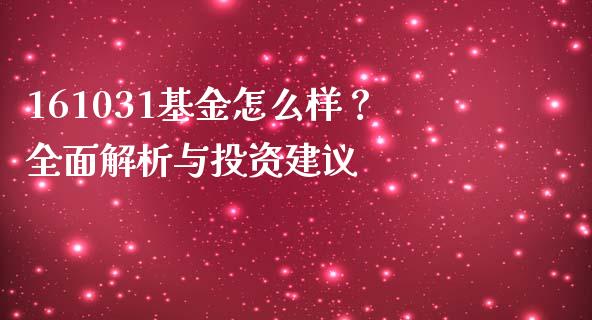 161031基金怎么样？全面解析与投资建议_https://www.ltsssb.com_基金频道_第1张