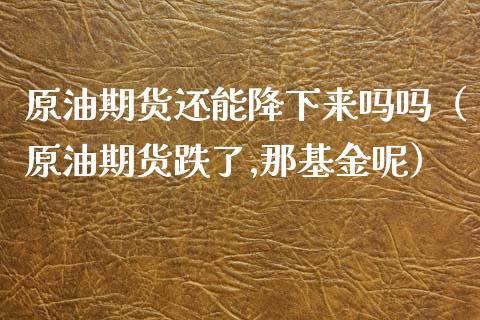 原油期货还能降下来吗吗（原油期货跌了,那基金呢）_https://www.ltsssb.com_期货密码_第1张