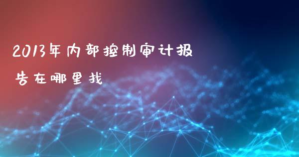 2013年内部控制审计报告在哪里找_https://www.ltsssb.com_基金频道_第1张