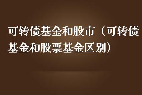 可转债基金和股市（可转债基金和股票基金区别）_https://www.ltsssb.com_国际财经_第1张