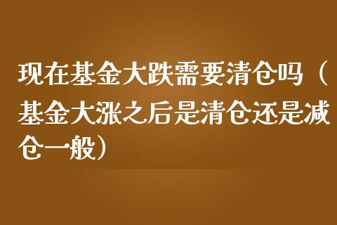 现在基金大跌需要清仓吗（基金大涨之后是清仓还是减仓一般）_https://www.ltsssb.com_国际财经_第1张
