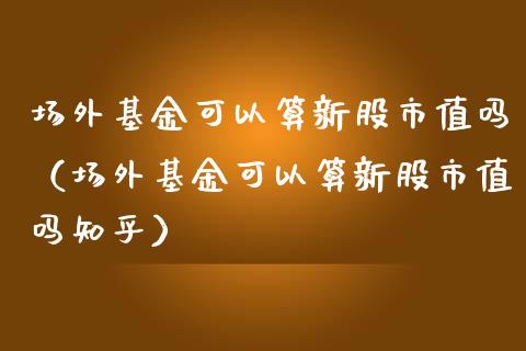 场外基金可以算新股市值吗（场外基金可以算新股市值吗知乎）_https://www.ltsssb.com_基金频道_第1张