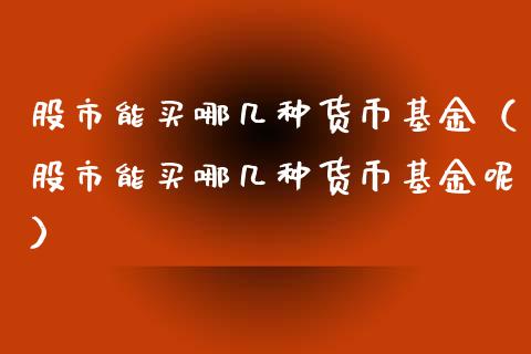 股市能买哪几种货币基金（股市能买哪几种货币基金呢）_https://www.ltsssb.com_基金频道_第1张