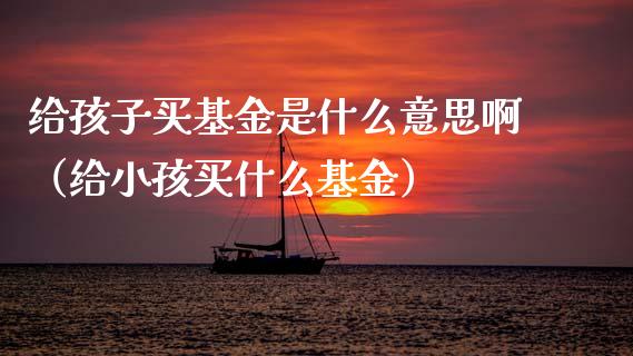 给孩子买基金是什么意思啊（给小孩买什么基金）_https://www.ltsssb.com_国际财经_第1张